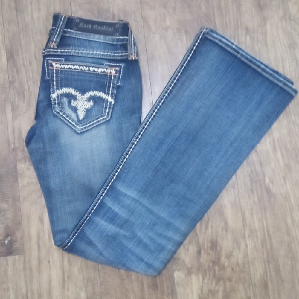 Rock Revival NWOT Women's 26 Bootcut Ameli Embellished Embroidered Distressed